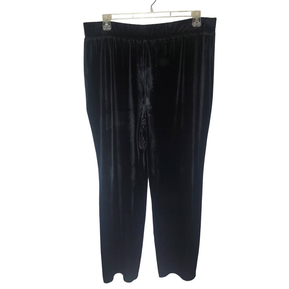 Susan Graver Women’s XL Black Velour Pull-On Straight Leg Pants